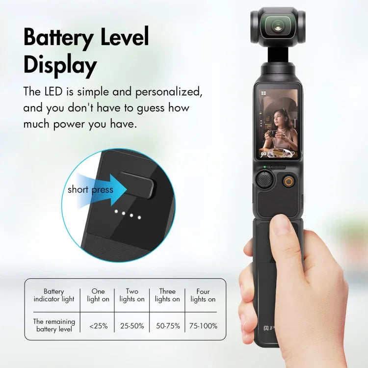 For DJI Osmo Pocket 3 PULUZ High-Capacity 2800mAh Battery Grip - Action King