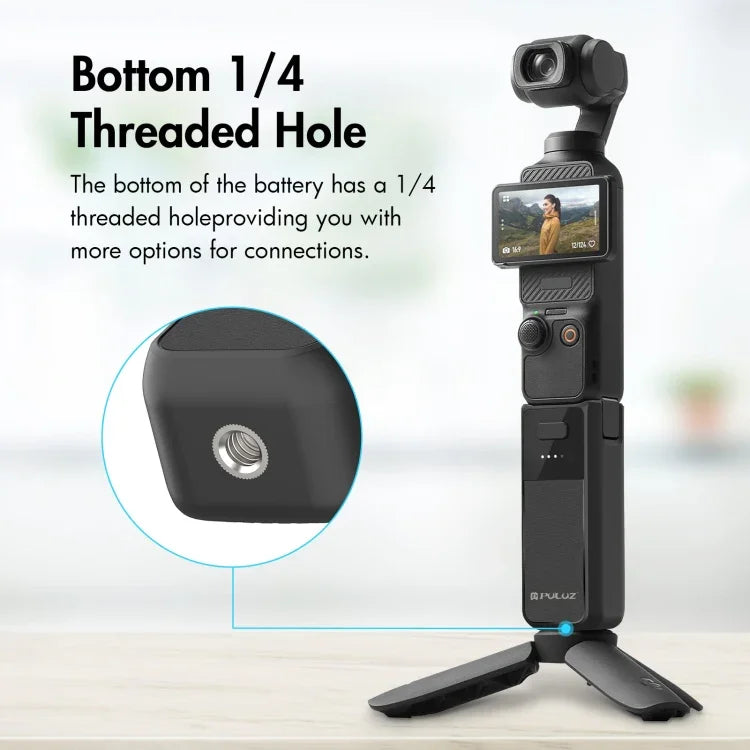 For DJI Osmo Pocket 3 PULUZ High-Capacity 2800mAh Battery Grip - Action King