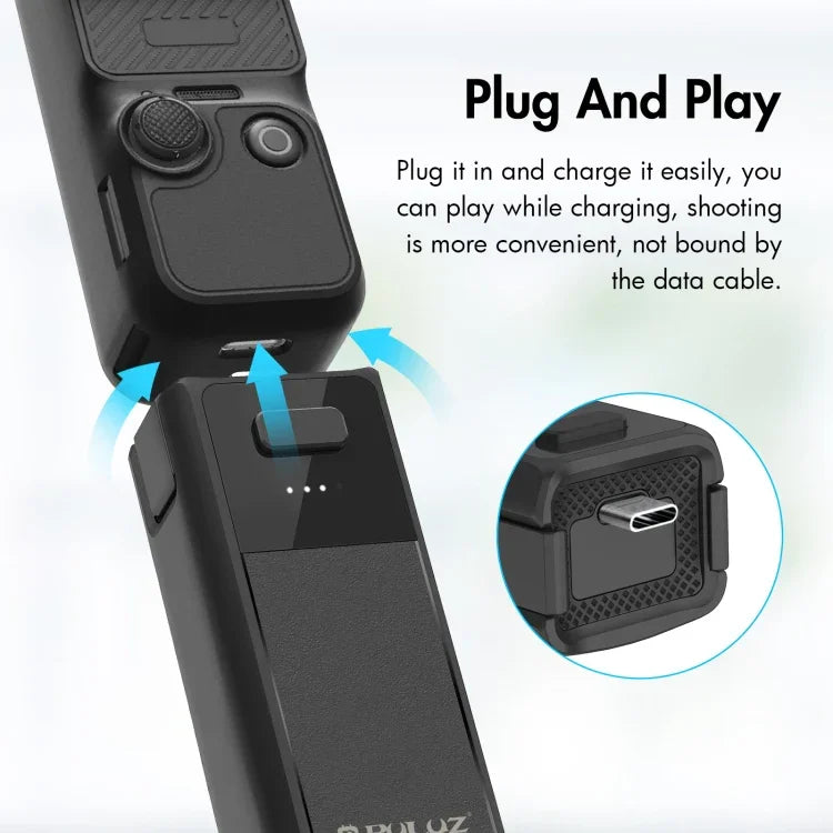 For DJI Osmo Pocket 3 PULUZ High-Capacity 2800mAh Battery Grip - Action King