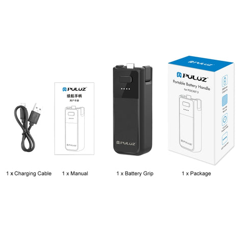 For DJI Osmo Pocket 3 PULUZ High-Capacity 2800mAh Battery Grip - Action King