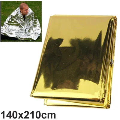 Compact Lightweight Aluminized Windproof Waterproof Emergency Blanket Body Wrap Survival Sheet for Outdoor 140 x 210cm - Action King