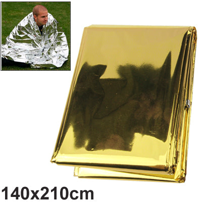Compact Lightweight Aluminized Windproof Waterproof Emergency Blanket Body Wrap Survival Sheet for Outdoor 140 x 210cm - Action King
