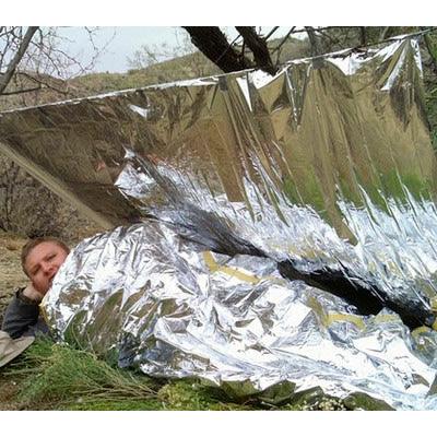 Compact Lightweight Aluminized Windproof Waterproof Emergency Blanket Body Wrap Survival Sheet for Outdoor 140 x 210cm - Action King