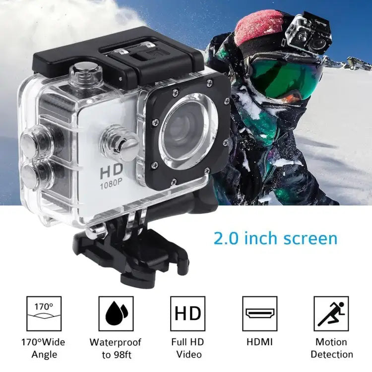 SJ4000 actionkamera Full HD 1080P med vattentätt fodral, redo för äventyr.