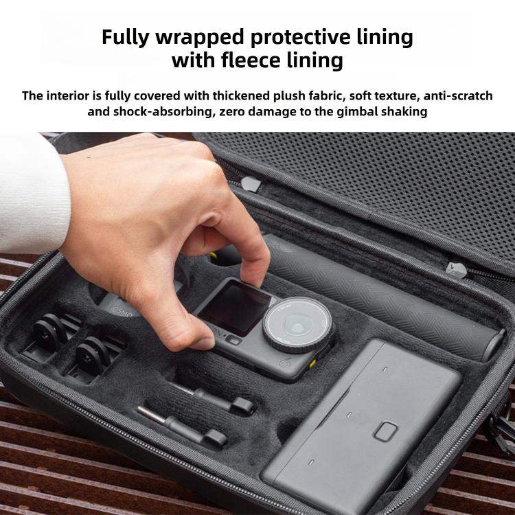 Mångsidig förvaringsväska för actionkamera, skyddar utrustning vid transport och förvaring.