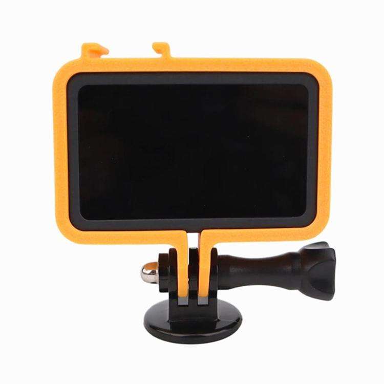 Framsida av orange Cold Shoe Cage Expansion Adapter Frame med monteringsskruv, skyddar actionkamerans skärm.