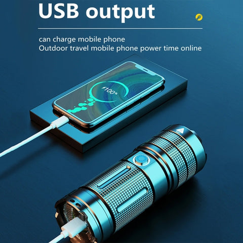 X3 LED Ficklampa med Zoom, RGB-ljus och Powerbank-funktion – 1100lm