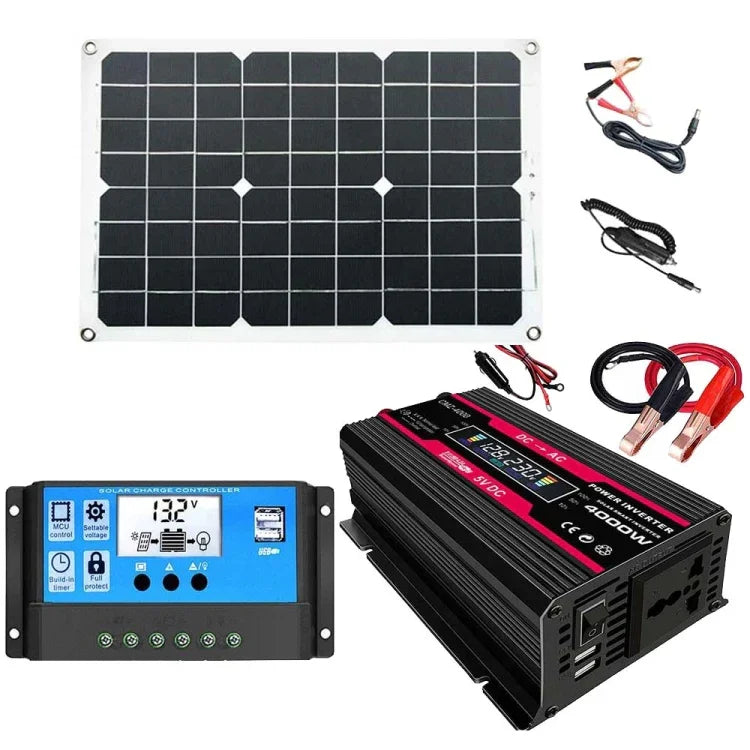Komplett Solkraftsystem – Inverter 300W + 30A Laddningsregulator + 18W Solpanel