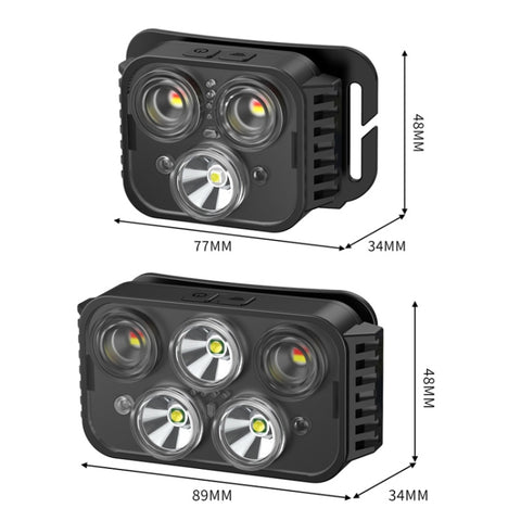 USB-laddningsbar vattentät pannlampa för löpning, fiske och camping