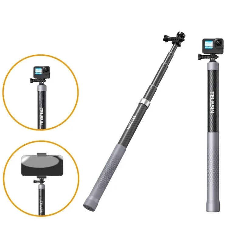 TELESIN 1.2m Carbon Fiber Monopod Selfie Stick With 1/4 Screw For Action Cameras - Action King