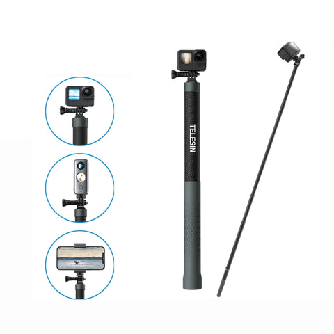 TELESIN 3M Carbon Fiber Selfie Stick Monopod With 1/4 Screw For Action Camera - Action King