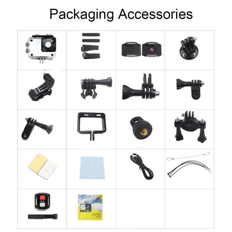 5K/30 fps Wi-Fi HD sportkamera – dubbla skärmar, pekskärm, bildstabilisering & IP68