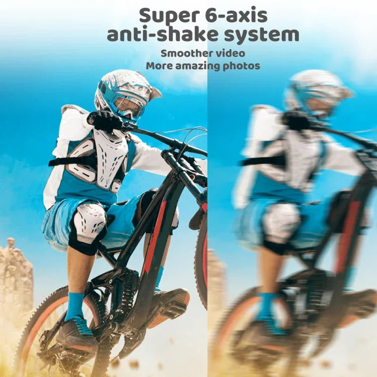 5K/30 fps Wi-Fi HD sportkamera – dubbla skärmar, pekskärm, bildstabilisering & IP68