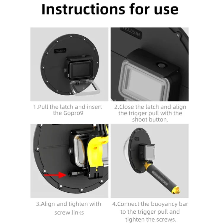 TELESIN 30M Vattentätt Kamerahus för GoPro Hero11 Black / HERO10 Black / HERO9 Black - Action King