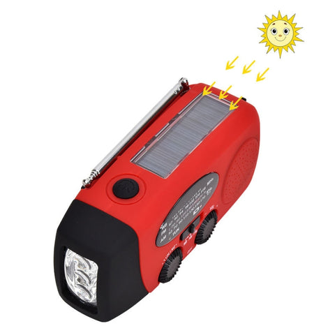 HanRongDa HRD-902 – Nödradio med solcell, handvev, powerbank & LED-ficklampa