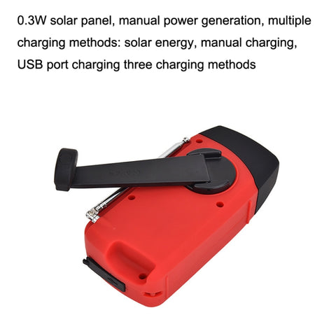 HanRongDa HRD-902 – Nödradio med solcell, handvev, powerbank & LED-ficklampa