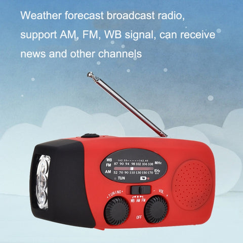 HanRongDa HRD-902 – Nödradio med solcell, handvev, powerbank & LED-ficklampa