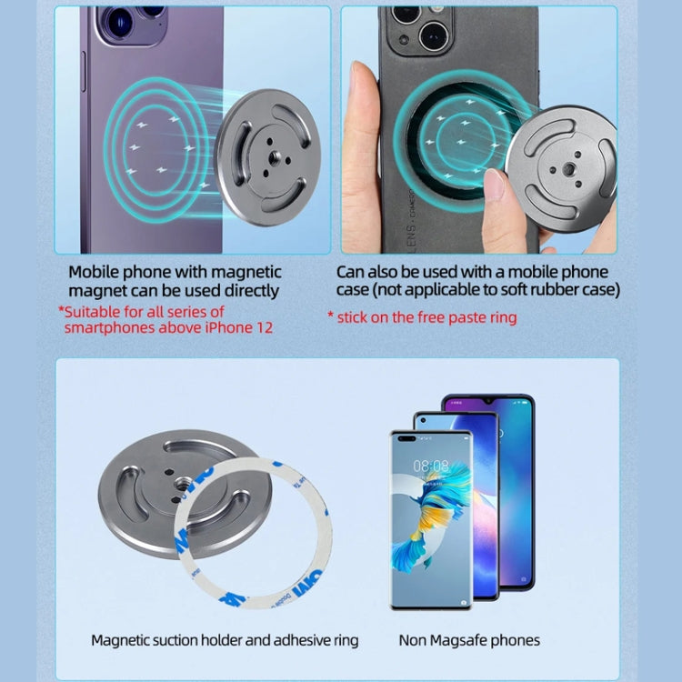Magnetisk telefonholder med 1/4 tomme hul til stativ Magic Arm, med 1/4 tomme hul