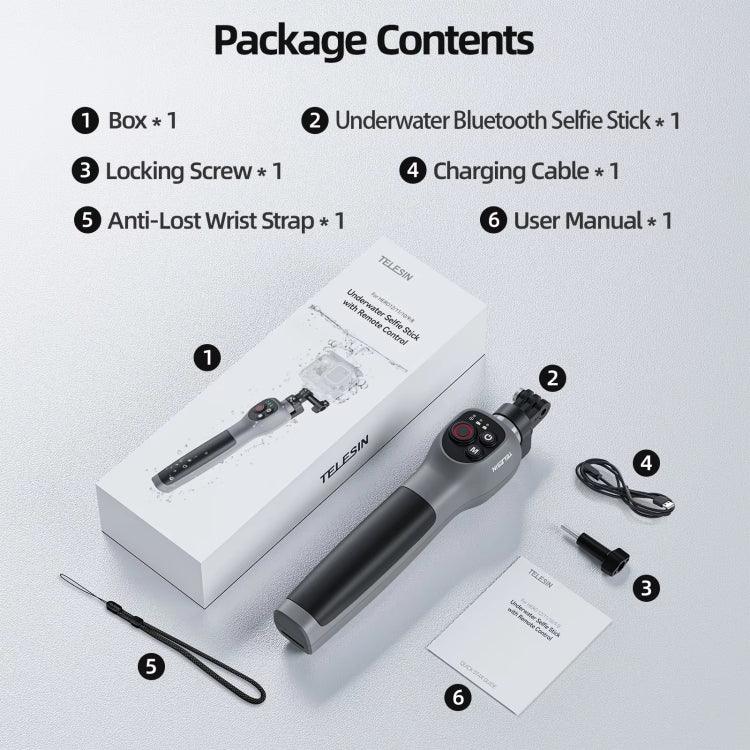 Telesin Selfiepinne Vattentät - 250-850mm med Fjärr till GoPro Hero13/12/11/Mini/10/9/8 Black / Max - Action King