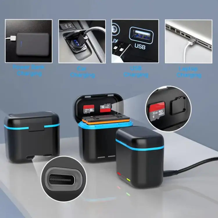 For Insta360 X3 Battery Charger Dual Battery Storage Charging Case - Action King