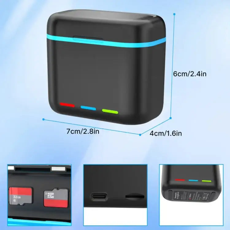 For Insta360 X3 Battery Charger Dual Battery Storage Charging Case - Action King