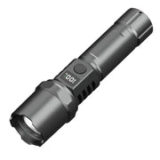 Uppladdningsbar LED ficklampa med zoom och LCD-display – 3000 mAh