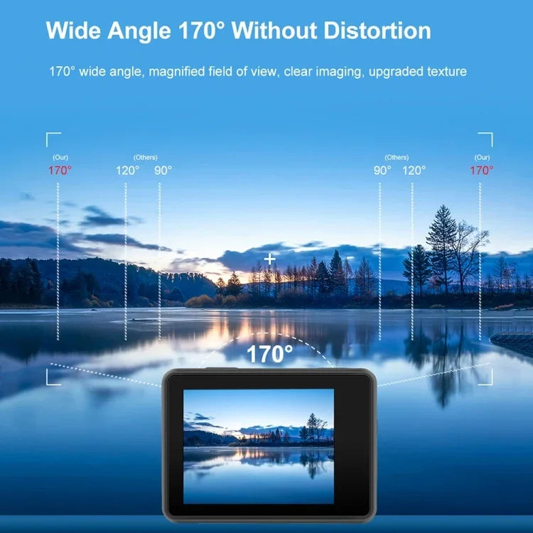 5K/30FPS WiFi Actionkamera – Dubbel skärm, Touch, Anti-Shake & IP68