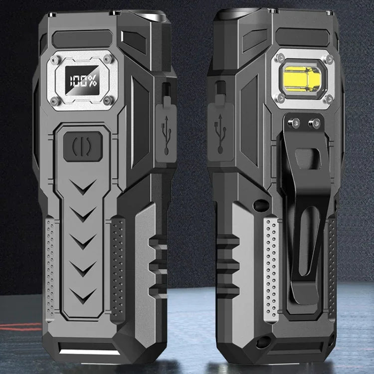 Kraftfull mini nyckellampa med magnet, LCD-display och dubbla ljuslägen