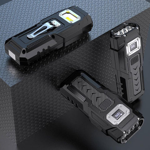 Kraftfull mini nyckellampa med magnet, LCD-display och dubbla ljuslägen