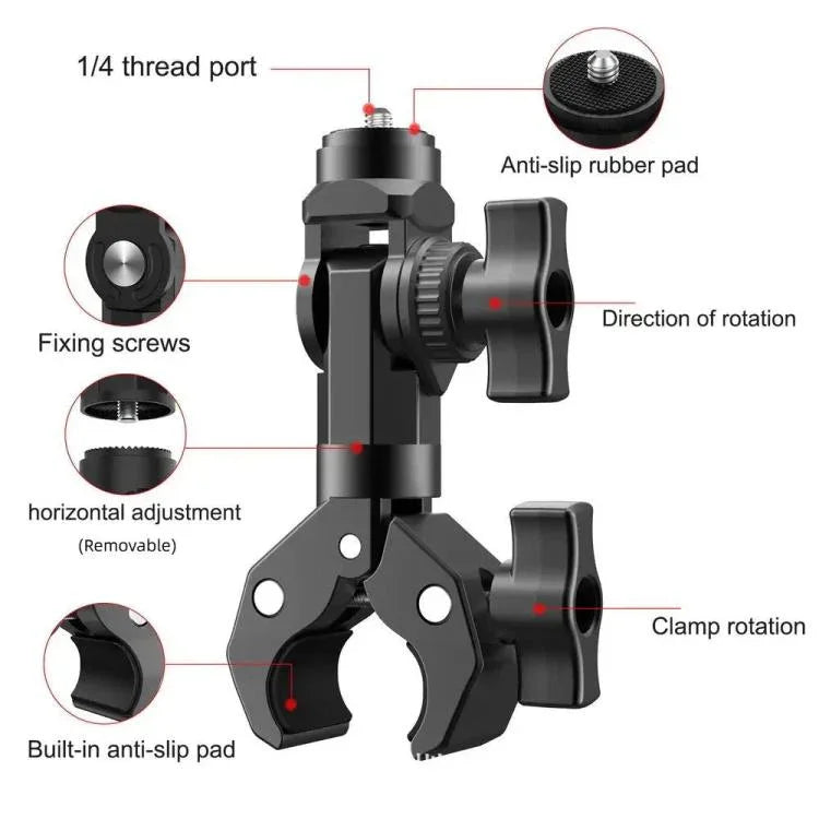 Camera Clip Motorcycle Bicycle Handlebar Crab Clamp For Sports Camera - Action King