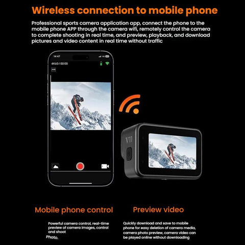 VIRAN V11 – 5K-actionkamera med dubbla skärmar, sexaxlig bildstabilisering och IP68-vattentäthet