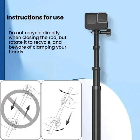 TELESIN Gen 2 2.7m Carbon Fiber Selfie Stick Sports Camera Extension Rod For GoPro HERO13 Black / Insta360 - Action King