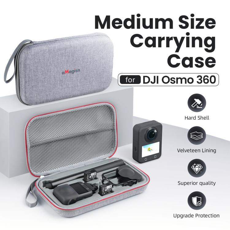 Förvaringsväska aMagisn Mid-Size för DJI Osmo 360, skyddar din kamera under transport.