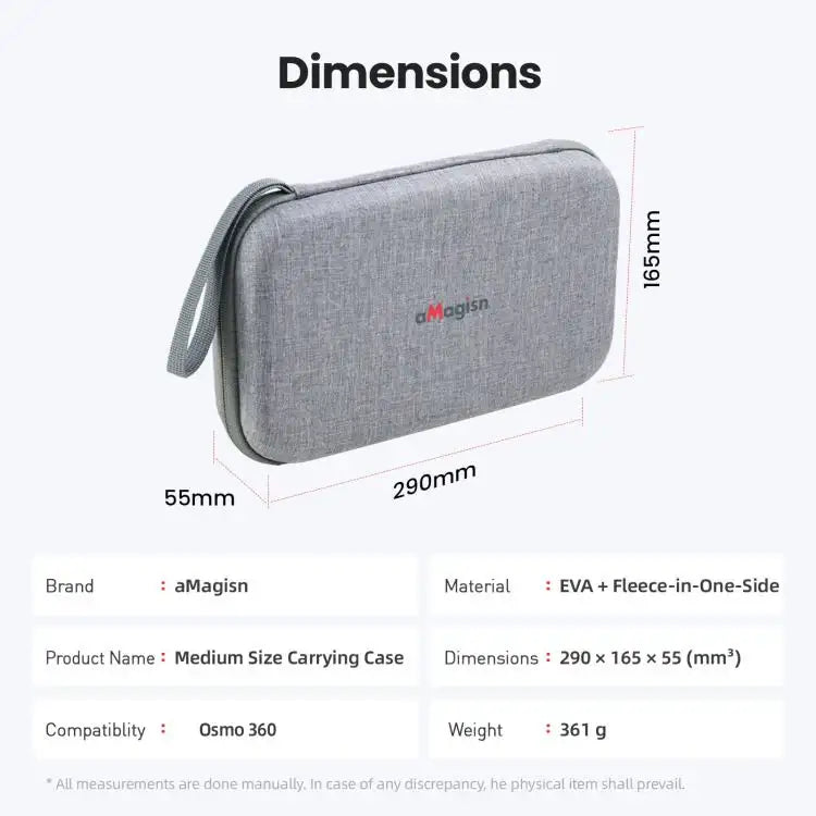 Svart förvaringsväska för DJI Osmo 360 aMagisn Mid-Size, skyddar mot stötar och repor.