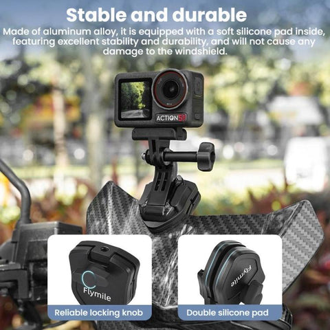 Flymile Motorcykel Fäste för Vindruta – Till DJI Osmo Action 5 Pro & GoPro HERO13 Black