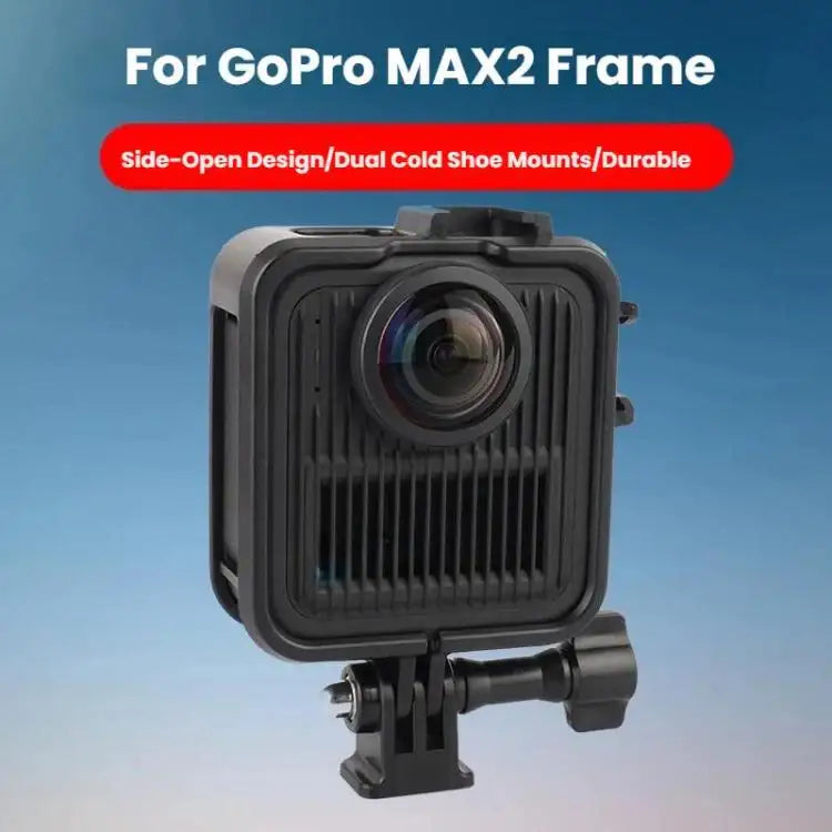 GoPro MAX2 skyddande ram med dubbla kallskor, sidöppen för enkel åtkomst