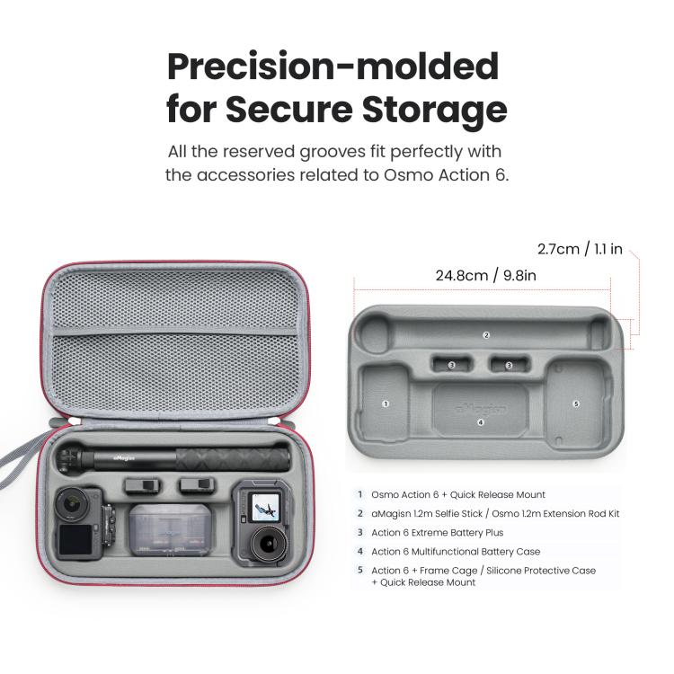 Osmo Action 6 hård väska för säker förvaring av actionkamera & tillbehör. Stöttålig & vattentålig.