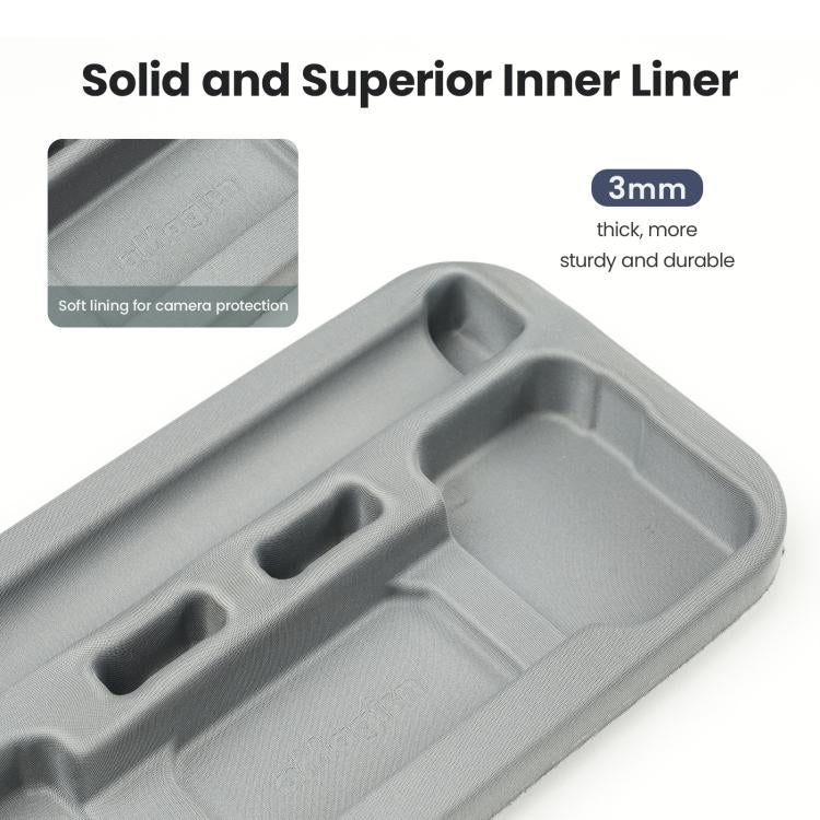 Osmo Action 6 hård väska för säker förvaring, svart, med skräddarsydda fack för kamera och tillbehör.