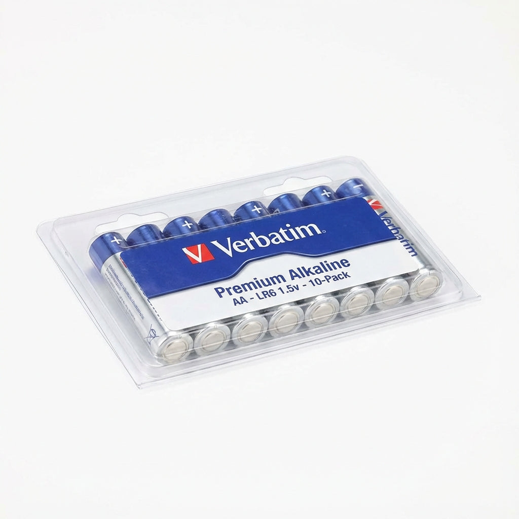 Verbatim Premium Alkaline AA - LR6 Batteri, 1.5v - 10-Pack (Produktbild (vit bakgrund))