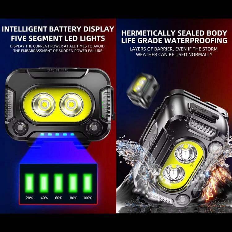 YY09 superljusstark sensorpannlampa, kraftfull för löpning och fritid nattetid.