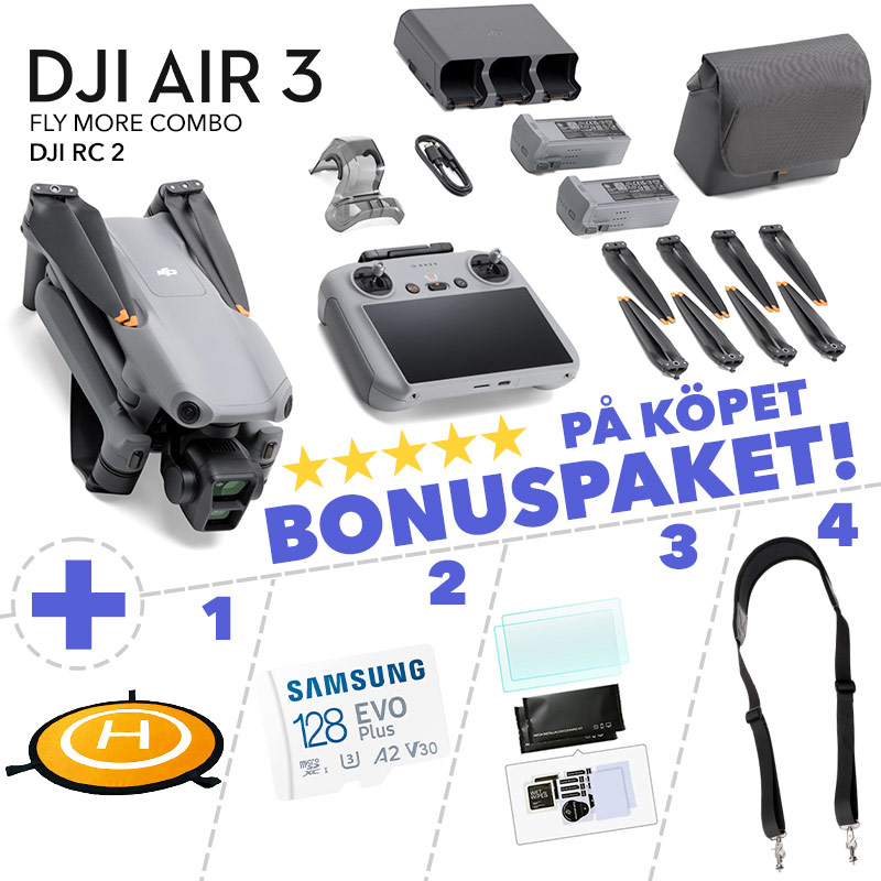 Bonuspaket med din DJI AIR 3 Fly More Combo + DJI RC 2 värde över 1150kr